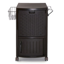 Suncast wicker store cooler with cabinet